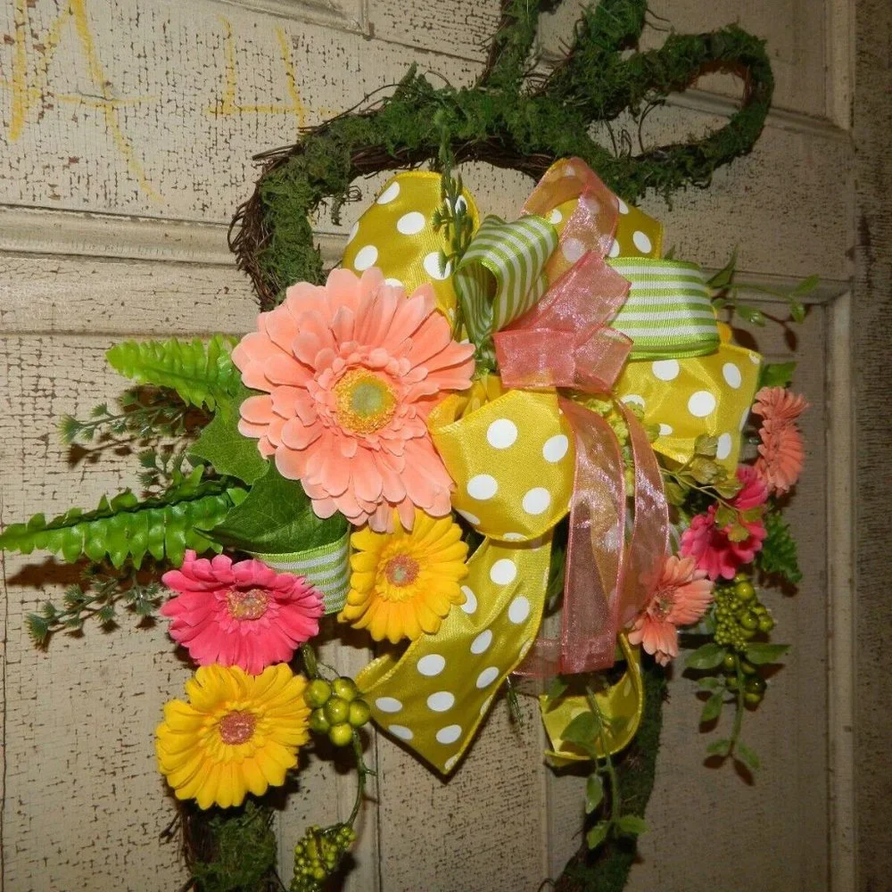 Easter Wreath Bunny Rabbit Spring Door Wreath Grapevine & Moss